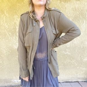 Thread & Supply olive green utility army style casual women's jacket Sz L